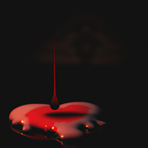 A photo of a heart that bleeds in a dark setup